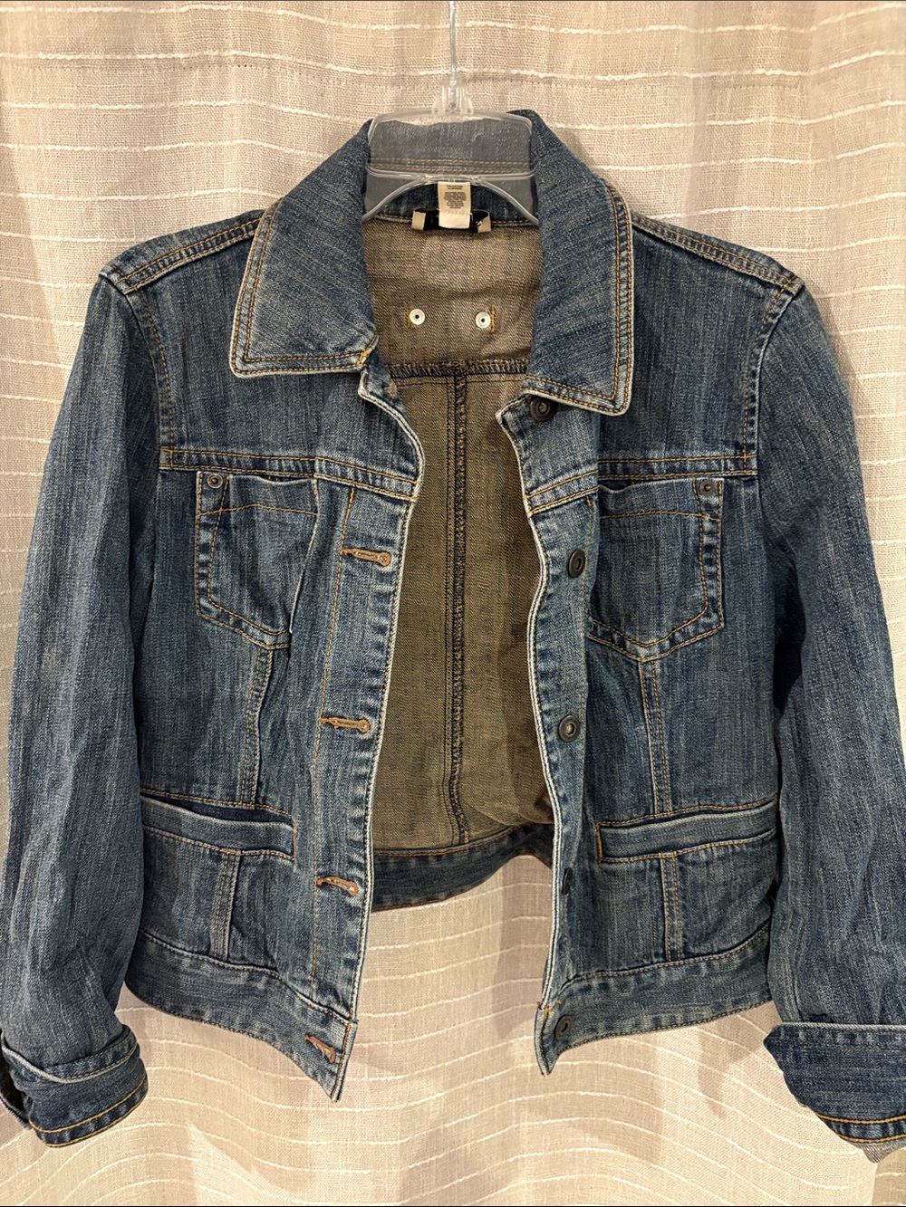 LOFT Distressed Blue Denim Jacket